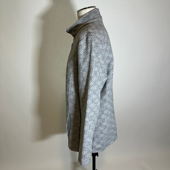Weekends By Chicos Gray Geometric Jacket Full Zip Soft Womens Size 2 (Large L) - Picture 5 of 11